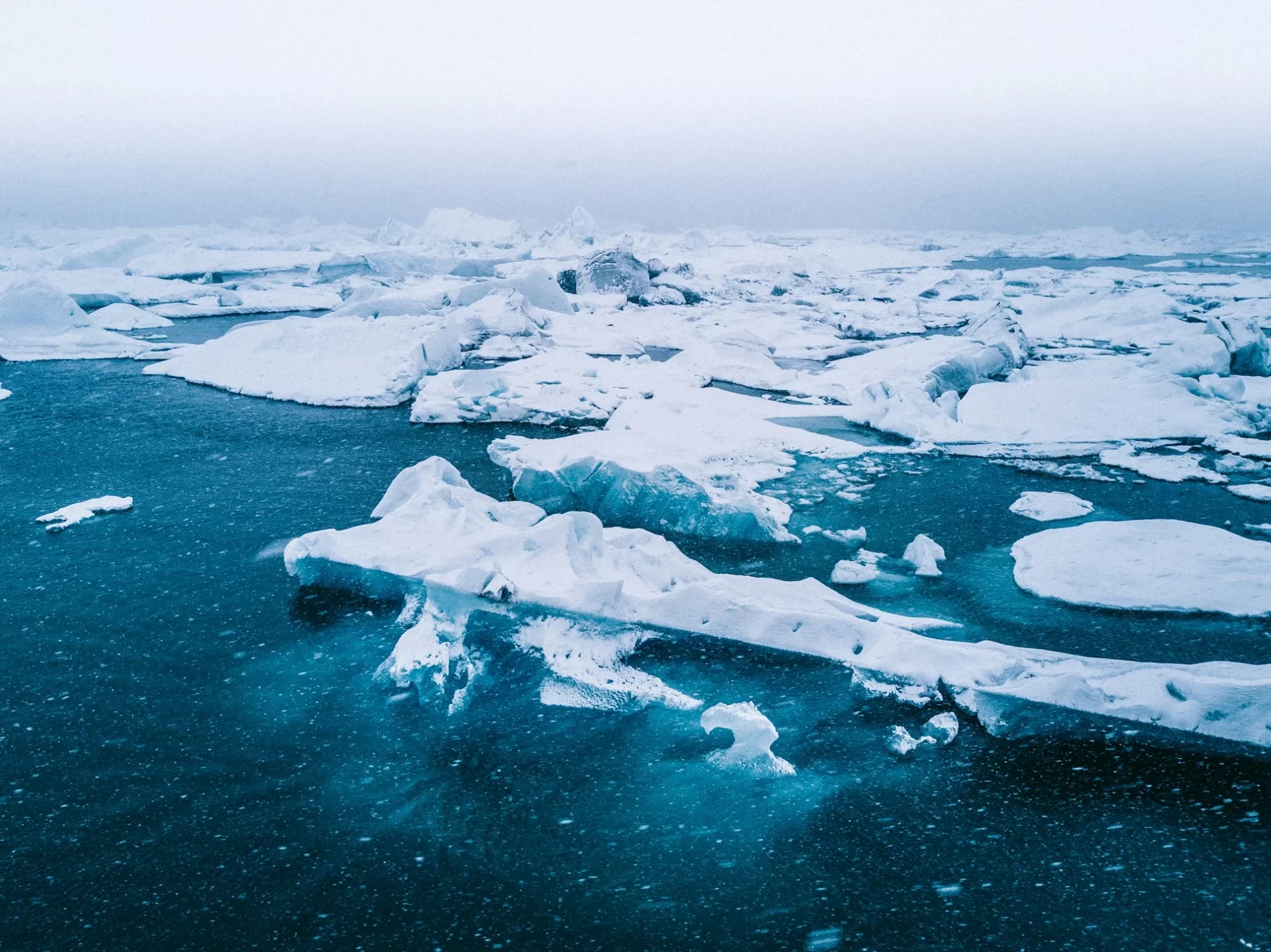 Visão panorâmica de icebergs