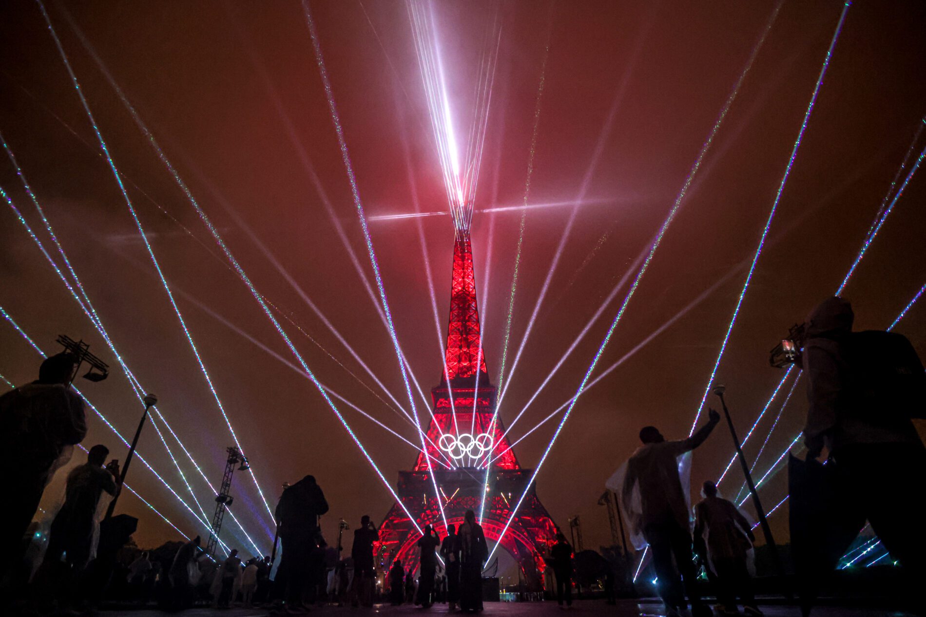 Torre Eiffel durante a Cerimônia de Abertura de Paris 2024